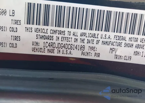 2013 Dodge Durango Crew z USA, uszkodzony, nr VIN 1C4RDJDG4DC614109